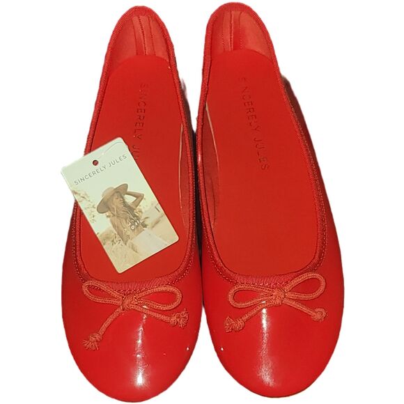Sincerely Jules Bright Red Bowtie Ballet Flats in size US 8M - Picture 1 of 6